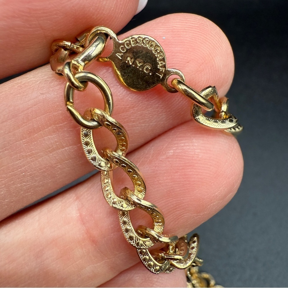 Accessocraft N.Y.C Vintage Double strand Gold Filigree Necklace - Picture 8 of 13